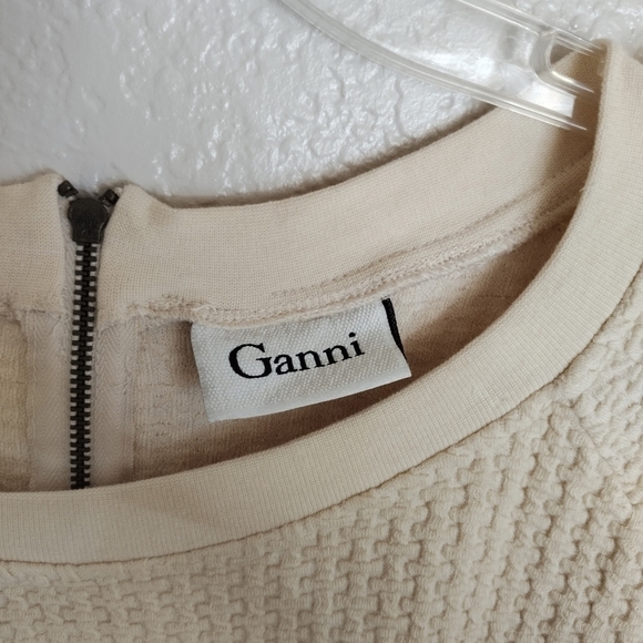 GANNI textured crew neck pullover back zip sweater sz L - Picture 5 of 8
